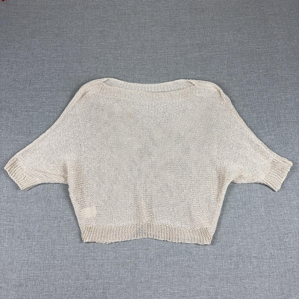 P. Iva Sweater Womens M Beige Acrylic Short Sleeve‎ Dolman Open-Knit Italy